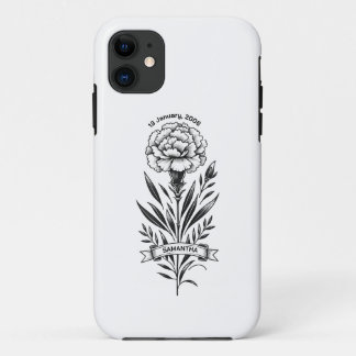Funda Para iPhone 11 Enero Carnation Tattoo iPhone Case Regalo de cumpl
