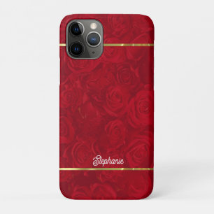 Funda Para iPhone 11 Pro Énfasis en las bandas de oro rojas románticas