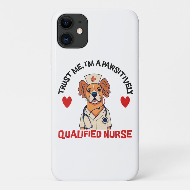 Funda De Case-Mate Para iPhone Enfermera Calificada Pawsitivamente (Reverso)