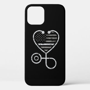 Funda Para iPhone 12 Enfermera de la enfermera de la línea gris delgada