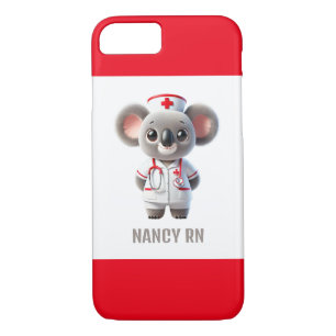 Funda Para iPhone 8/7 Enfermera de osito de Koala con estetioscopio rojo