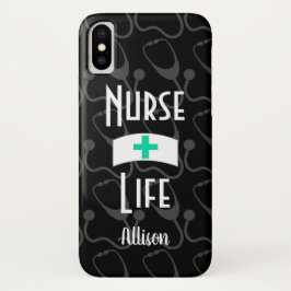 Funda Para iPhone X Enfermera Estetioscopio Patrón médico personalizad