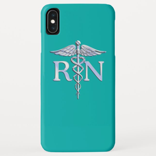 Funda De Case-Mate Para iPhone Enfermera inscrita RN Caduceus en Accent Turquoise (Reverso)