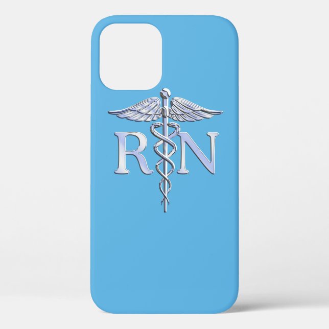Funda De Case-Mate Para iPhone Enfermera inscrita RN Caduceus en Baby Blue (Reverso )