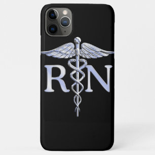 Funda Para iPhone 11 Pro Max Enfermera inscrita RN Caduceus estilo serpiente en