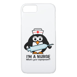 Funda Para iPhone 8/7 Enfermera linda divertida del pingüino del caso el