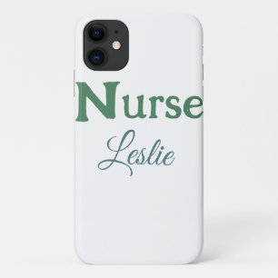 Funda Para iPhone 11 enfermera médico añadir nombre texto verde azul si