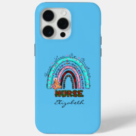 Funda Para iPhone 15 Pro Max Enfermera Paz Amor Navidades Tema Arcoiris Pastel