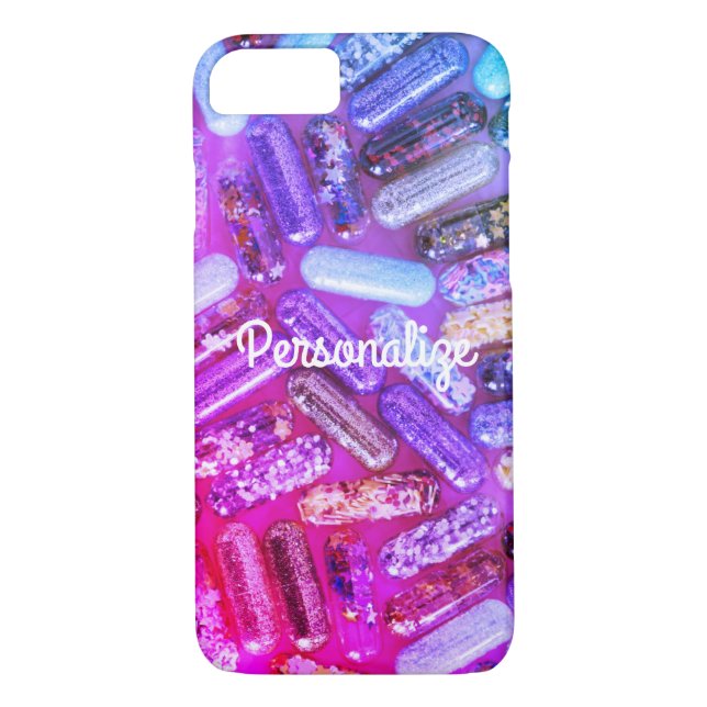 Funda De Case-Mate Para iPhone Enfermera purpurina medicación píldora púrpura ros (Reverso)