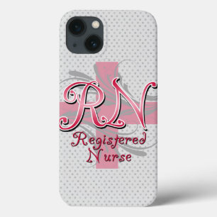 Funda Para iPhone 13 Enfermera Registrada RN, Swirls Cruz Rosa