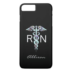Funda Para iPhone 8 Plus/7 Plus Enfermera RN Caduceus Moderno Personalizado