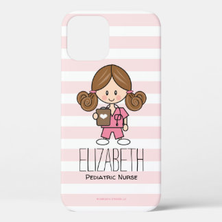 Funda Para iPhone 12 Enfermera rosada Brunette