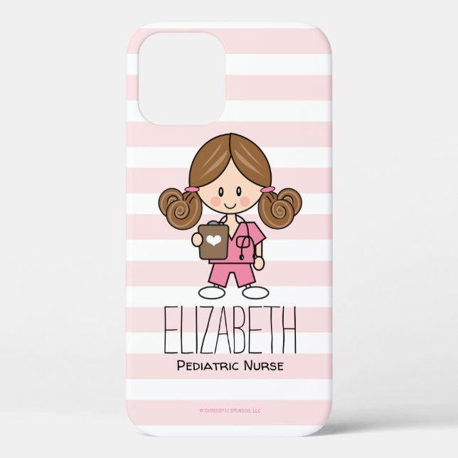 Funda De Case-Mate Para iPhone Enfermera rosada Brunette (Reverso )