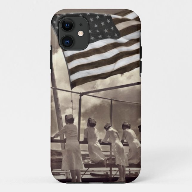 Funda De Case-Mate Para iPhone Enfermeras mirando una isla 1945 (Reverso)