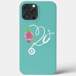 Funda Para iPhone 13 Pro Max Enfermería física con Médica de flores de estetios