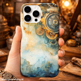 Funda Para iPhone 15 Pro Max Engranajes Steampunk Acuarela – Industrial Vintage