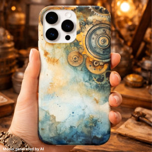Funda Para iPhone 15 Pro Max Engranajes Steampunk Acuarela – Industrial Vintage