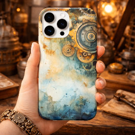 Funda Para iPhone 15 Pro Max Engranajes Steampunk Acuarela – Industrial Vintage