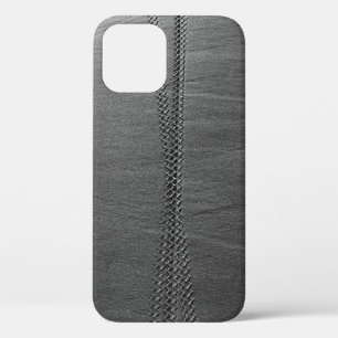 Funda Para iPhone 12 Enlace de cadena plateada en textiles grises