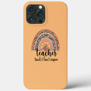 Funda Para iPhone 13 Pro Max Enseñar Amar Inspirar Leopardo Arcoíris Profesor E