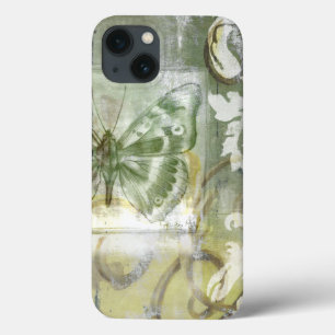 Funda Para iPhone 13 Entrada de mariposa verde con puerta de hierro