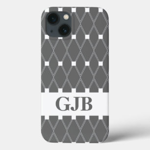 Funda Para iPhone 13 Entramado grisáceo con monograma