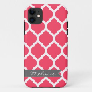 Funda Para iPhone 11 Entramado marroquí brillante rosa