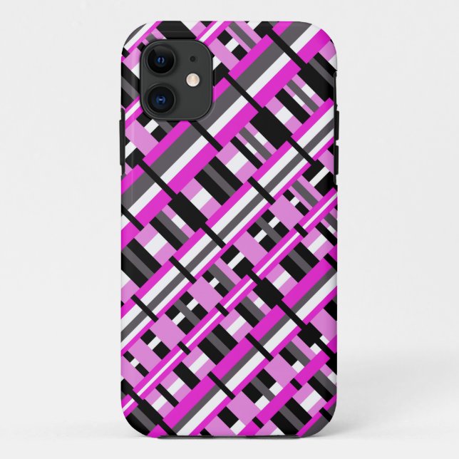 Funda De Case-Mate Para iPhone Envasado en diagonal rosa, negra y gris (Reverso)