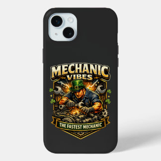 Funda Para iPhone 15 Mini Epic Mechanic Vibes– Powerful Auto Mechanic Garage
