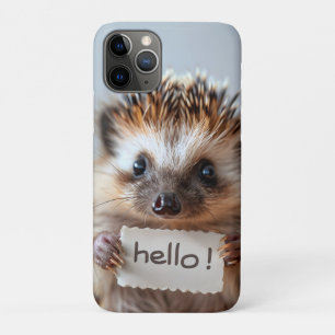 Funda Para iPhone 11 Pro Erizo Adorable Sosteniendo Letrero de "¡Hola!"