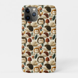 Funda Para iPhone 11 Pro Erizo y Patrón de Hongos del Bosque Encantador