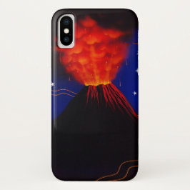 Funda Para iPhone X Erupción del volcán y de las estrellas