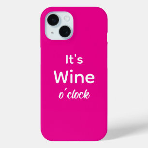 iPhone 15 Es hora del vino funda para teléfono rosa