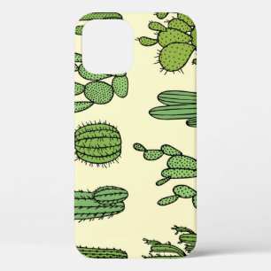 Funda Para iPhone 12 Esbozo Cactus: Elegancia Floral Vintage.