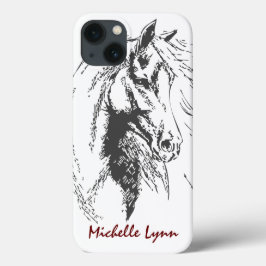 Funda Para iPhone 13 Esbozo de caballos personalizado