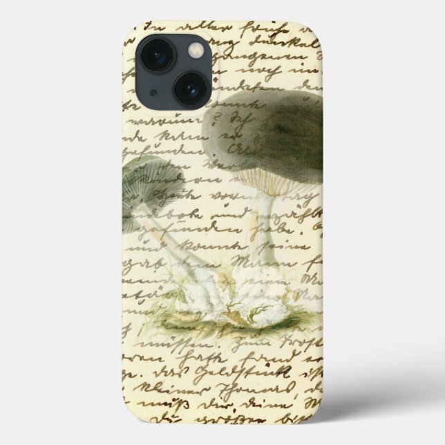 Funda De Case-Mate Para iPhone Esbozo de hongos texto desvanecido boho angustiado (Reverso)