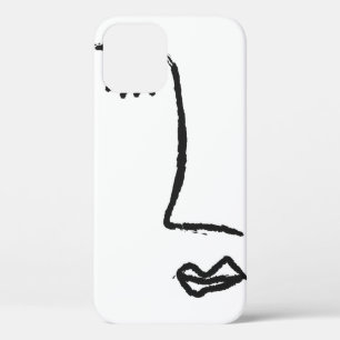 Funda Para iPhone 12 Esbozo de la cara pintada con un pincel de acuarel