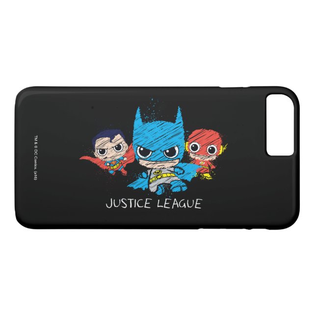 Funda De Case-Mate Para iPhone Esbozo de la Liga de la Justicia Mini (Reverso (horizontal))