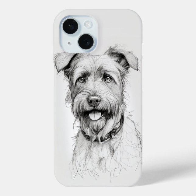 Funda De Case-Mate Para iPhone Esbozo de lápiz de retrato de Schnauzer (Reverso )