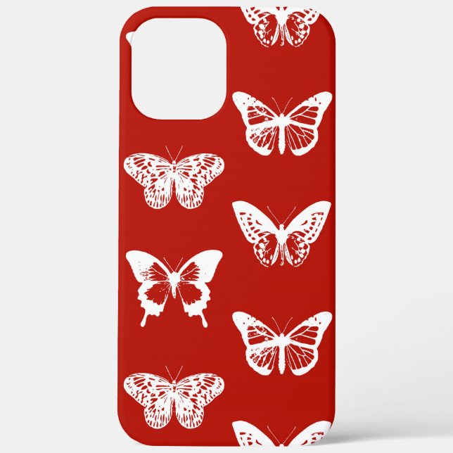 Funda De Case-Mate Para iPhone Esbozo de mariposa, rojo profundo y blanco (Reverso )