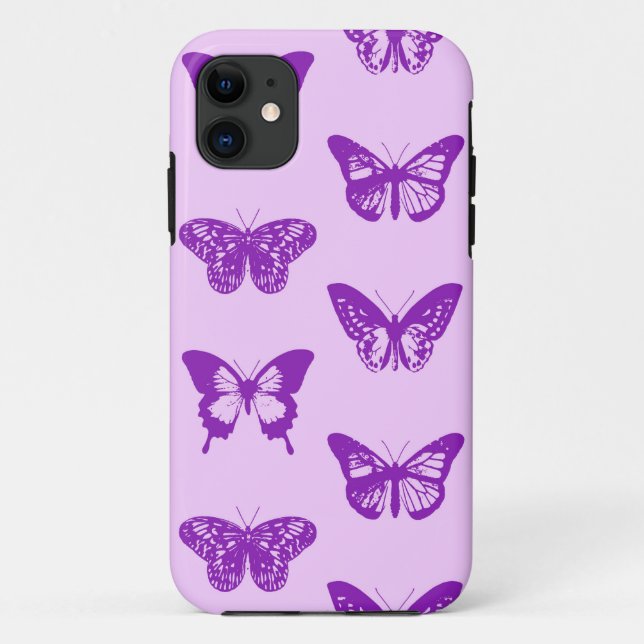 Funda De Case-Mate Para iPhone Esbozo de mariposa, rosa orquídea y violeta (Reverso)