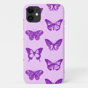 Funda Para iPhone 11 Esbozo de mariposa, rosa orquídea y violeta