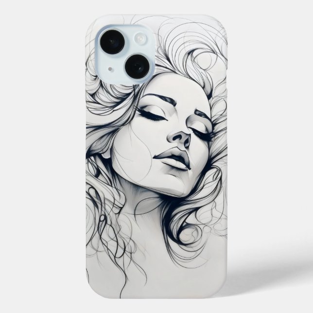 Funda De Case-Mate Para iPhone Esbozo de mujer de belleza (Reverso )