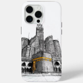 Funda Para iPhone 15 Pro Max Esbozo del arte islámico Kaaba Makkah - Regalos mu