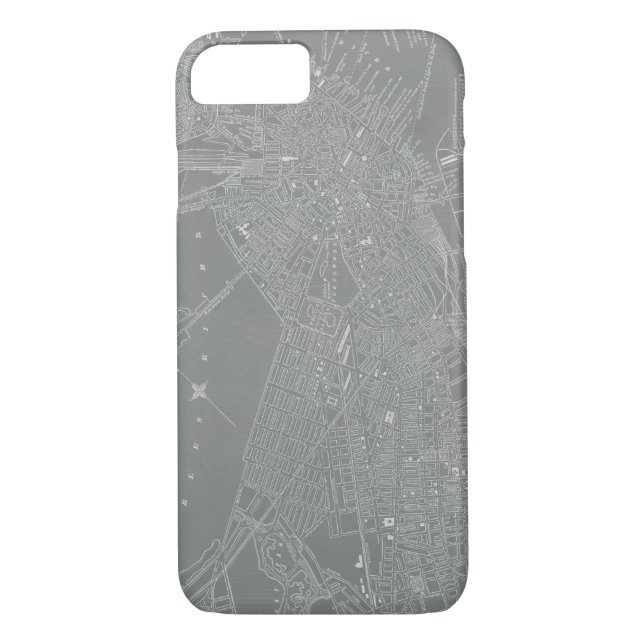 Funda De Case-Mate Para iPhone Esbozo del mapa de la ciudad de Boston (Reverso)