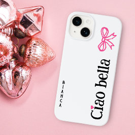 Funda Para iPhone 14 De Case-Mate Esbozo italiano Ciao Bella Pink Hearbon