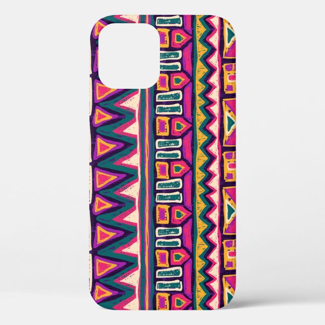 Funda De Case-Mate Para iPhone Esbozos tribales: patrón azteca dibujado a mano. (Reverso )