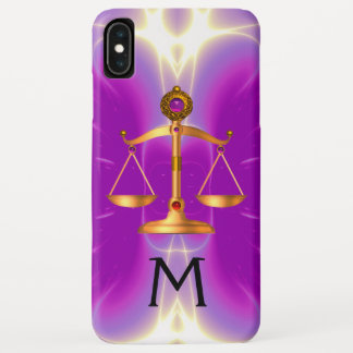 FUNDA PARA iPhone XS MAX ESCALAS DE ORO DE LA LEY CON PIEDRAS DE GIMNASIO M