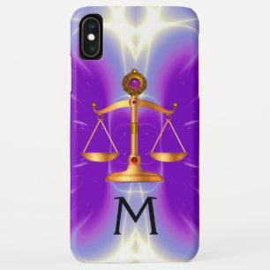 FUNDA PARA iPhone XS MAX ESCALAS DE ORO DE LA LEY CON PIEDRAS DE GIMNASIO M