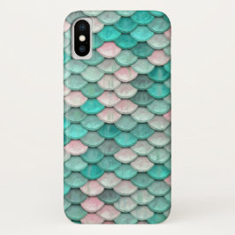 Funda Para iPhone X Escalas de peces brillantes Patrón de efectos Rosa